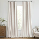 MIULEE 100% Blackout Curtains 96 Inch Long 2 Panels for Bedroom, Thick Faux Linen Black Out Curtain Room Darkening Back Tab Pleat Floor to Ceiling Window Drapes with Hooks for Living Room, Ivory